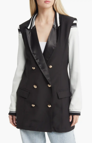 Varsity Blazer Black White