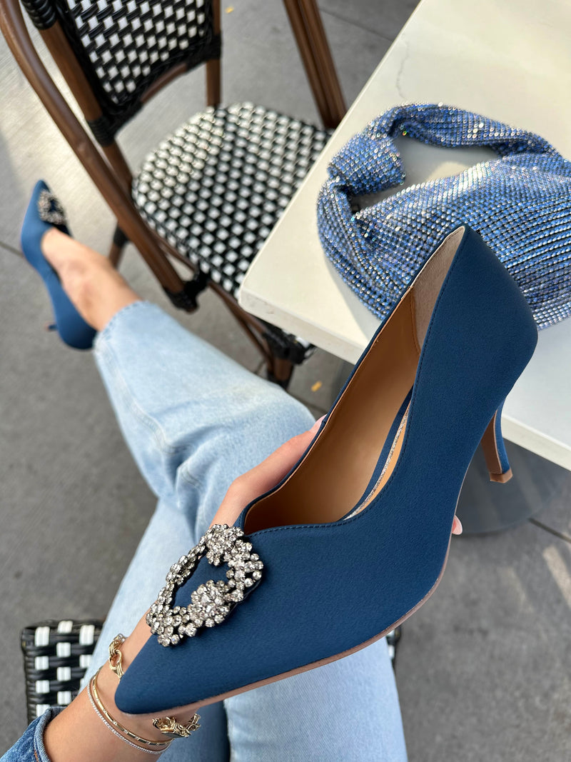 J Renee Ezara Navy Satin