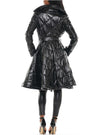 Justin Faux Patent Quilted Trench Black
