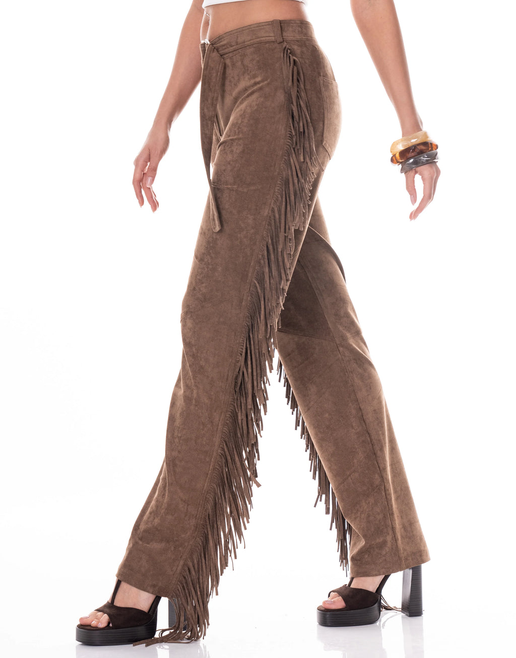 Kathy Fringe Pant Brown