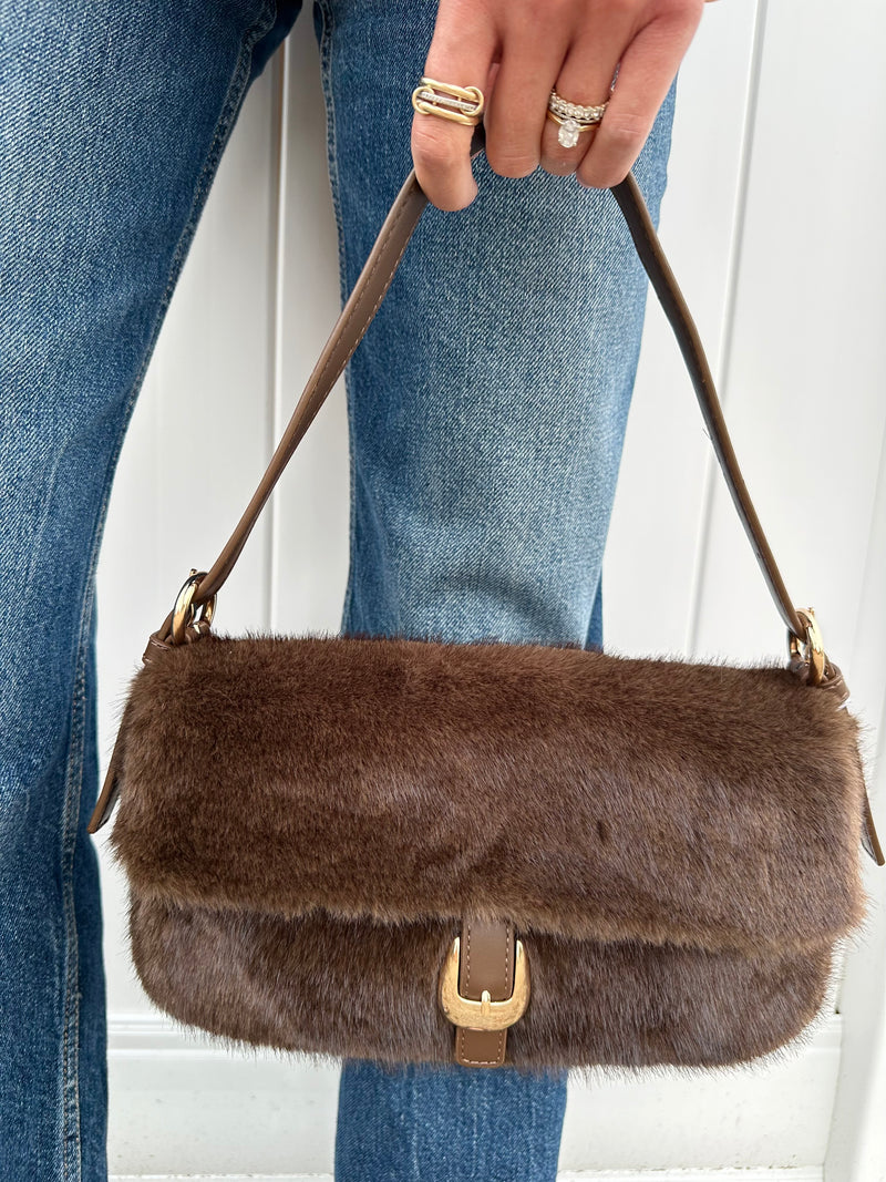 Gloria Fur Bag Chocolate