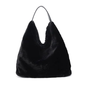 Chandler Fur Hobo Bag Black