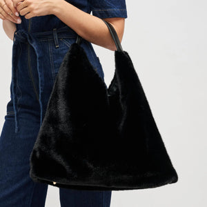Chandler Fur Hobo Bag Black