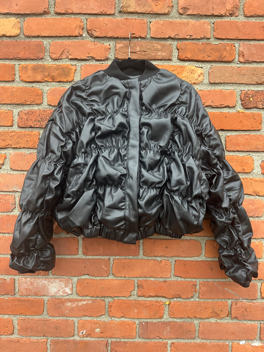 Jackie Leather Bomber Jacket Black