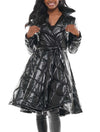 Justin Faux Patent Quilted Trench Black