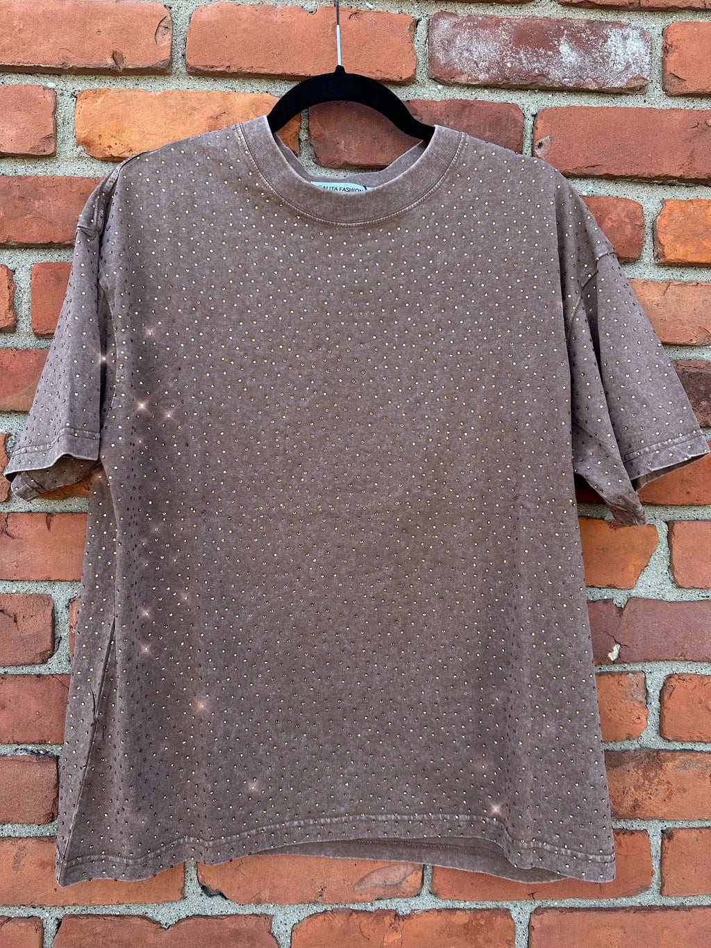 Parker Rhinestone T-Shirt Brown