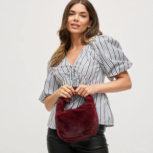 Monica Fur Bag Burgundy
