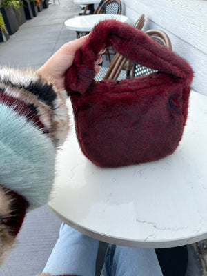 Monica Fur Bag Burgundy
