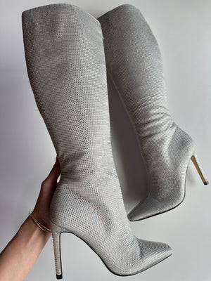Lady Couture Diamond Boot Silver