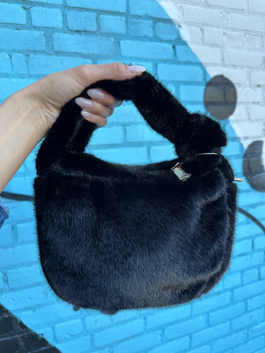 Monica Fur Bag Black