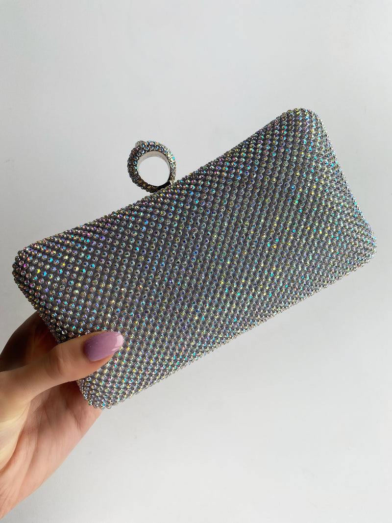 Sammi Clutch Silver Iridescent