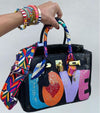 Custom Leather Bag Groovy Love Black