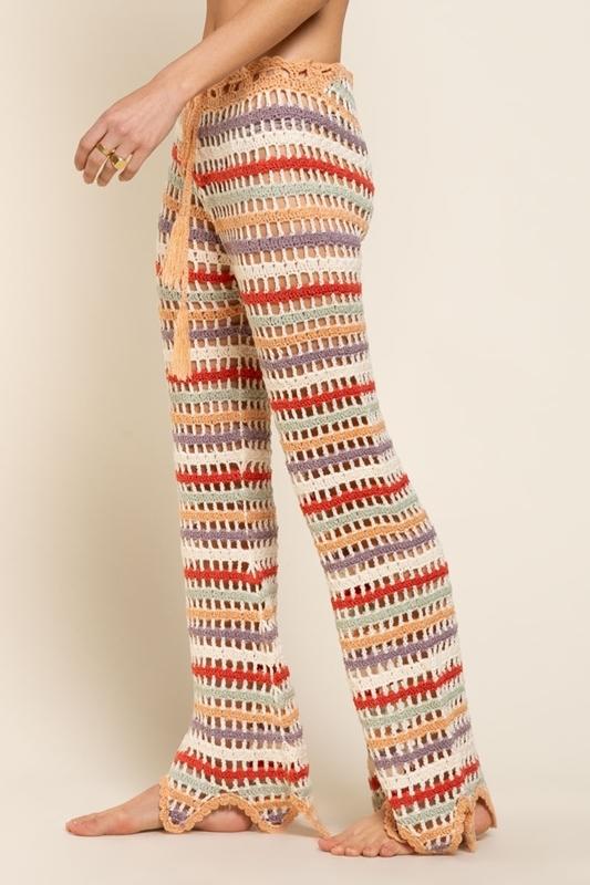 crochet knit pants  orange