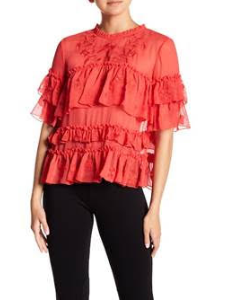 Bella Ruffle Top Coral