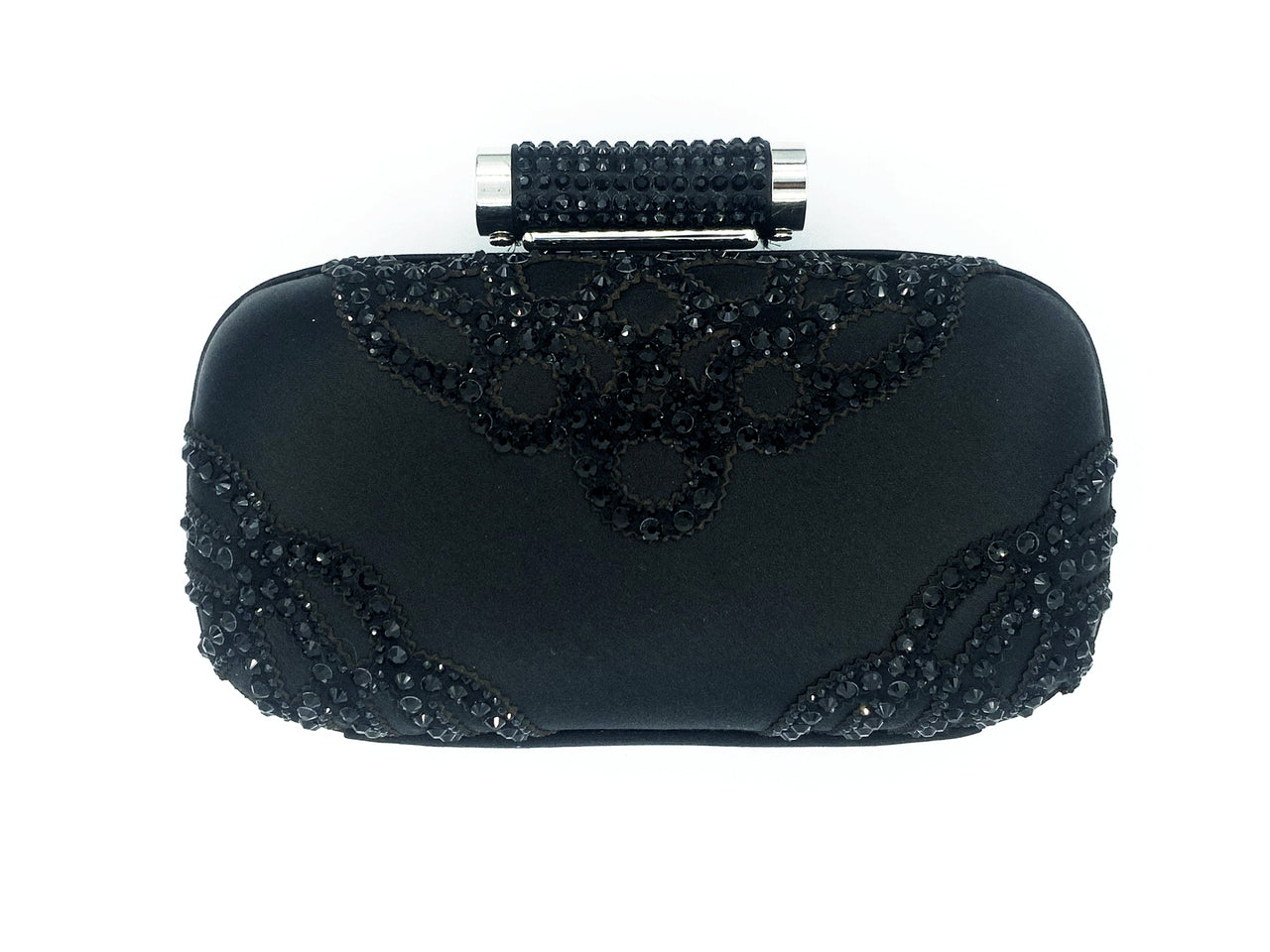 Badgley Mischka Rhinestone Evening Bag with Chain in Black