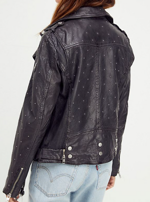 Mauritius Saddy Leather Jacket Grey Studded