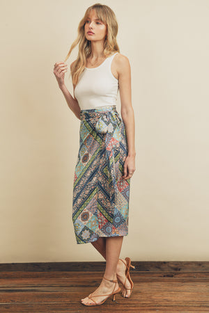 Mosaic Blue Wrap Skirt