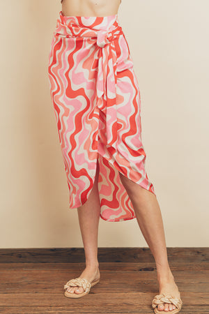 Groovy Wrap Skirt Pink Multi