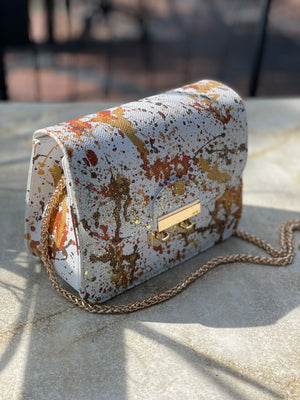 Custom Leather Bag Carolina White Splash