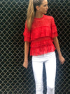 Bella Ruffle Top Coral
