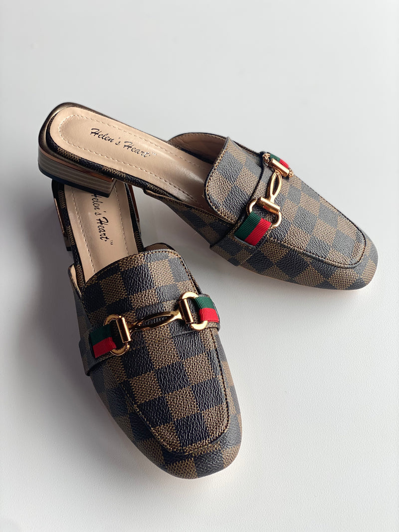 Layla Mule Brown Check