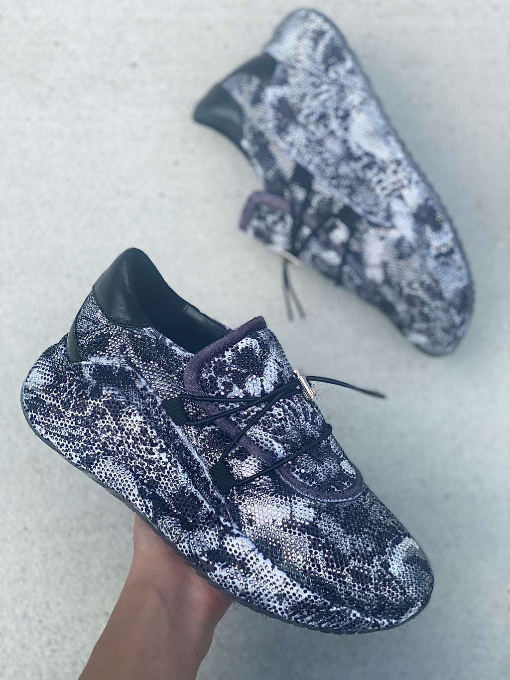 Village Shoe Inn Custom Crystal Sneaker Mercer Black
