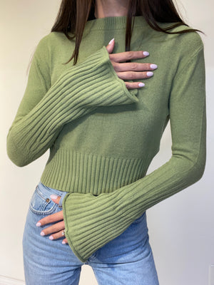Barbara Bell Sleeve Top Matcha
