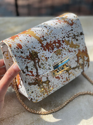 Custom Leather Bag Carolina White Splash