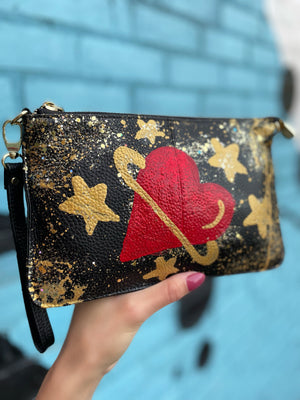 Custom Leather Bag Alex Black Space Heart