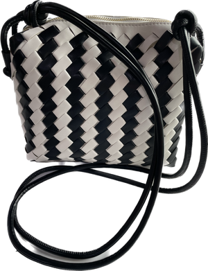 Amanda Woven Tote Black White