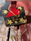 Custom Leather Bag Carolina Black Space Hearts
