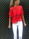 Bella Ruffle Top Coral