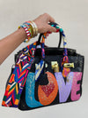 Custom Leather Bag Groovy Love Black