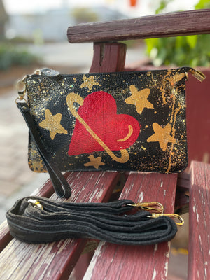 Custom Leather Bag Alex Black Space Heart