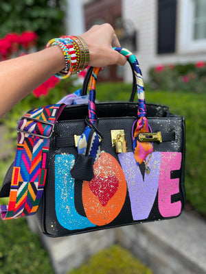 Custom Leather Bag Groovy Love Black