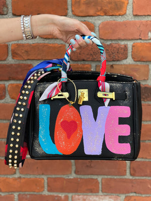 Custom Leather Bag Groovy Love Black