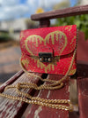 Custom Leather Bag Carolina Red Gold Heart