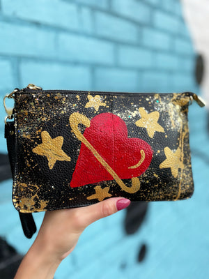 Custom Leather Bag Alex Black Space Heart