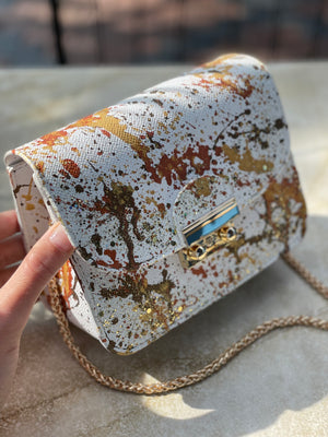 Custom Leather Bag Carolina White Splash