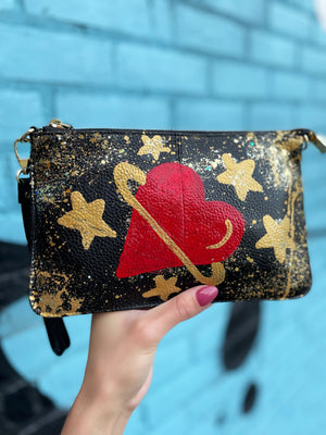 Custom Leather Bag Alex Black Space Heart