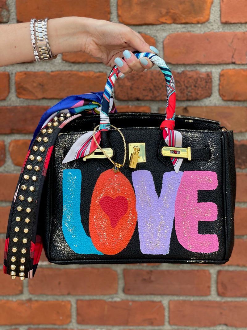 Custom Leather Bag Groovy Love Black