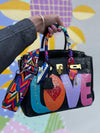 Custom Leather Bag Groovy Love Black