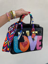 Custom Leather Bag Groovy Love Black