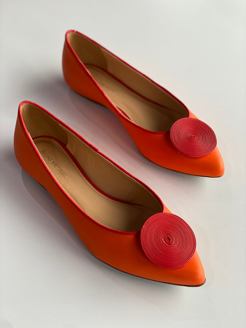 Stephie Leather Flat Orange Pink