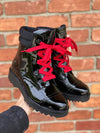 Cougar Gwen Black Patent Leather Red Lace Waterproof