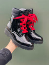 Cougar Gwen Black Patent Leather Red Lace Waterproof