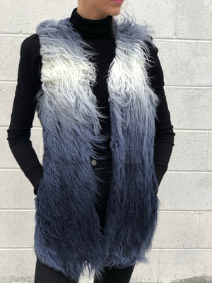 Chloe Faux Fur Shag Vest Blue