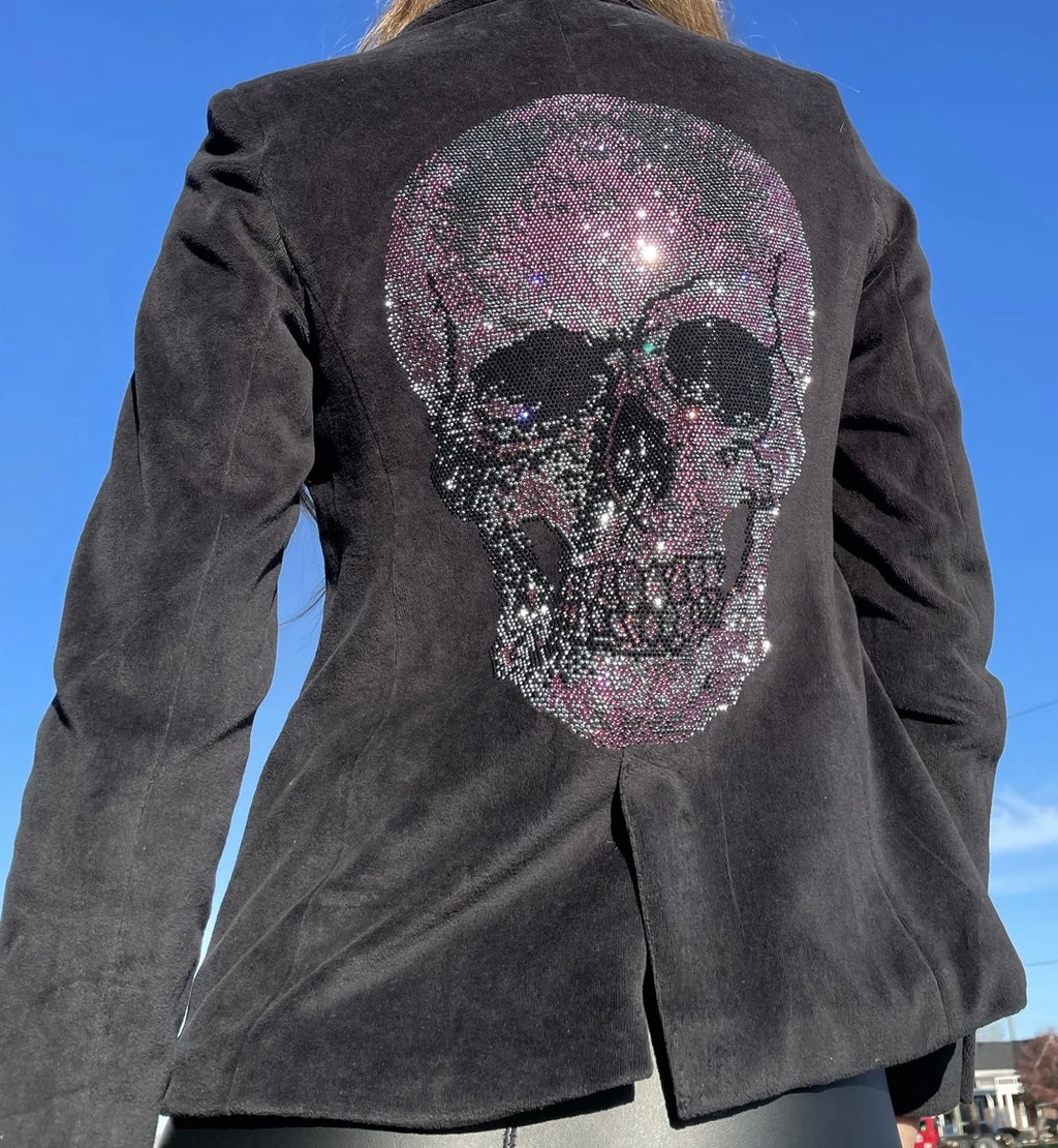 Velvet Skull Blazer Hot Pink