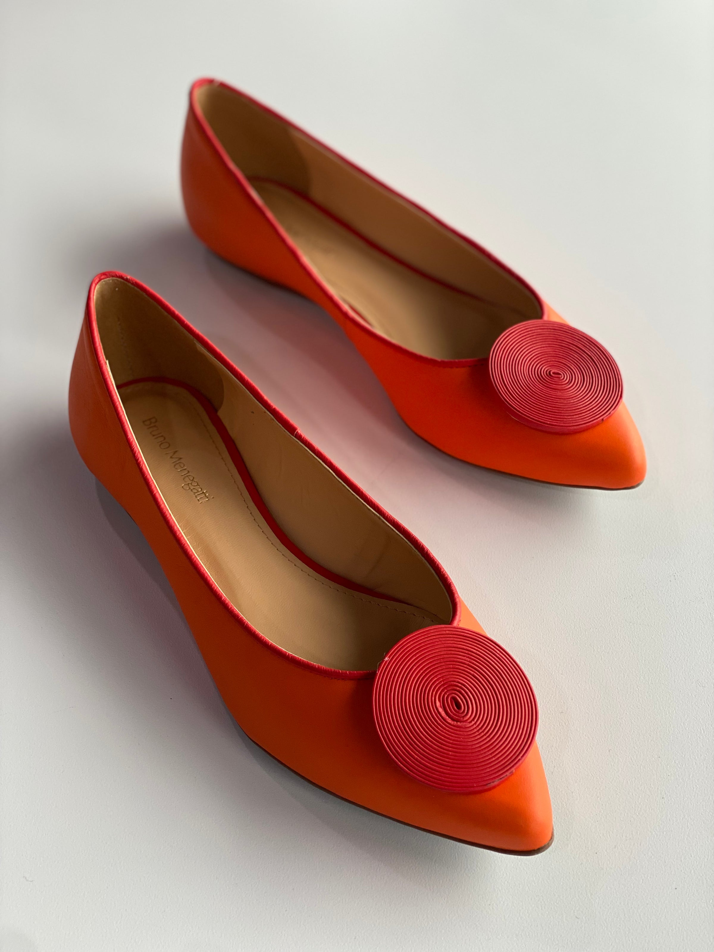 orange dress flats Women Point Toe Ballet Flats, Funky Outdoor Neon Orange Flat Shoes