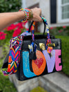 Custom Leather Bag Groovy Love Black